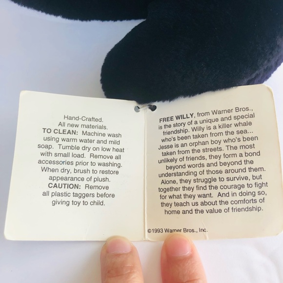 Vtg Original 1993 Free Willy Orca Killer Whale Plush Stuffed Animal 14" Movie - Picture 4 of 8